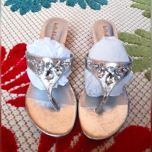 Kelly & Katie Silver Crystal Beaded Sandal